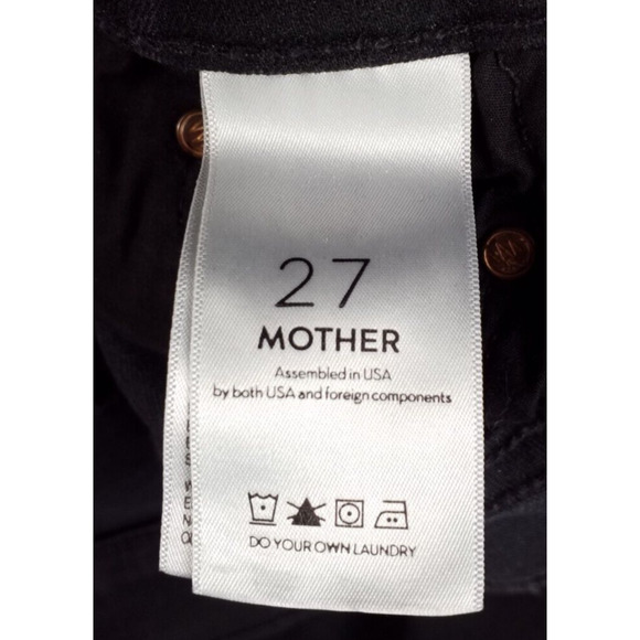Mother Womens Jeans Insider Crop Step Fray White Vertical Stripes Black Size 27 - Picture 6 of 7